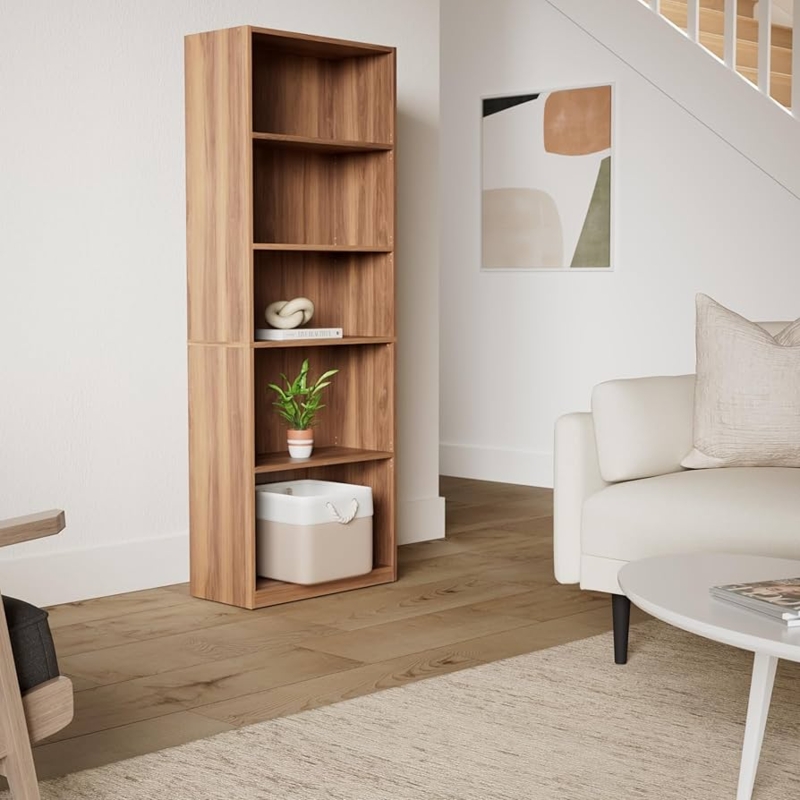 Standard Bookcase, Canyon Walnut Finish for Transitional Home Office
