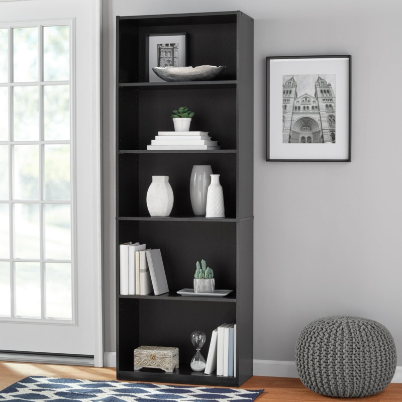 Standard Bookcase Five-Tier Adjustable Shelves Transitional Decor