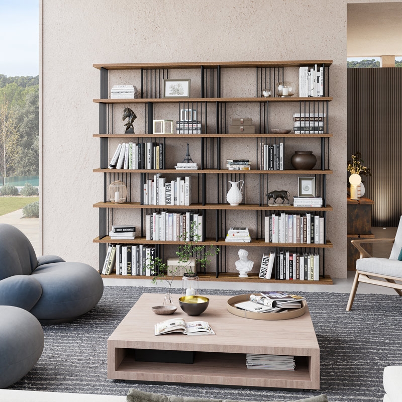 Standard Bookcase Minimalist Black Iron Airy Open Back design