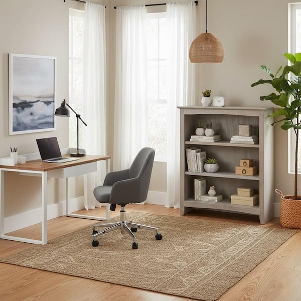 Standard Bookcase, Three Shelf, Solid Back, Washed Gray.