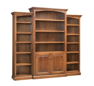 Stately Triple Unit Wood Bookcase Crown Molding Traditional Design