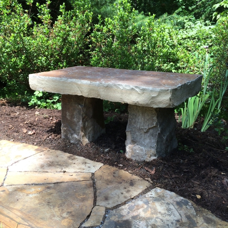 Stone Bench Layered Stone Construction Sculptural Form Rustic