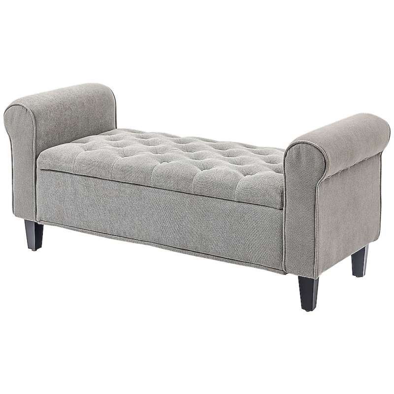 Storage Bench featuring Rolled Arms and Piping Detail for Entryway