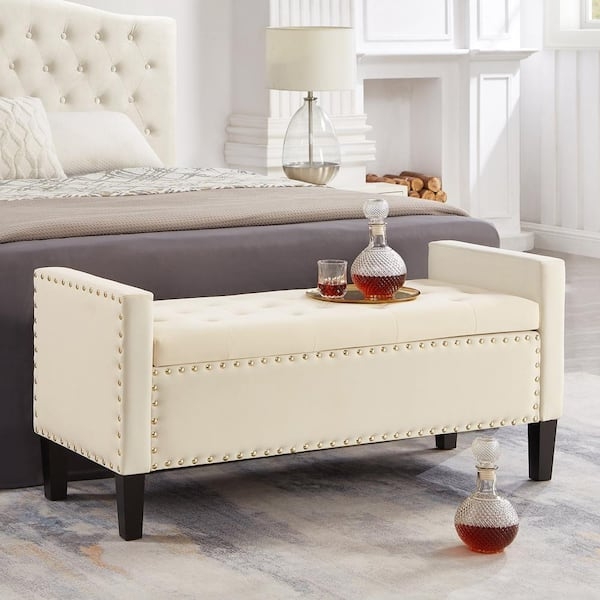 Storage Bench, Flip Top Storage, Button Tufting, Nailhead Trim
