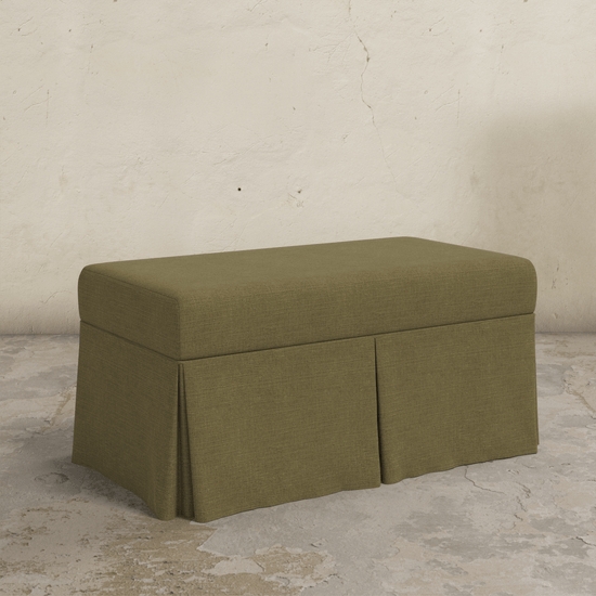 Storage Bench Floral Pattern Skirted Base Upholstered Bohemian