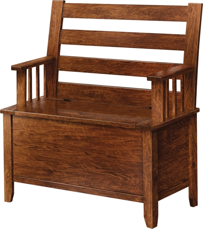 Storage Bench Integrated Storage Chest Ladderback Mission Wood Entryway