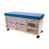 Storage Bench Mobile Base Integrated Trays Wood Top Industrial