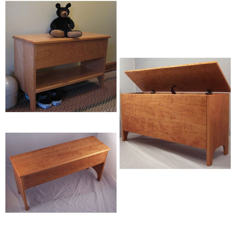 Storage Bench Shaker Style Slatted Back Flip Top Seat