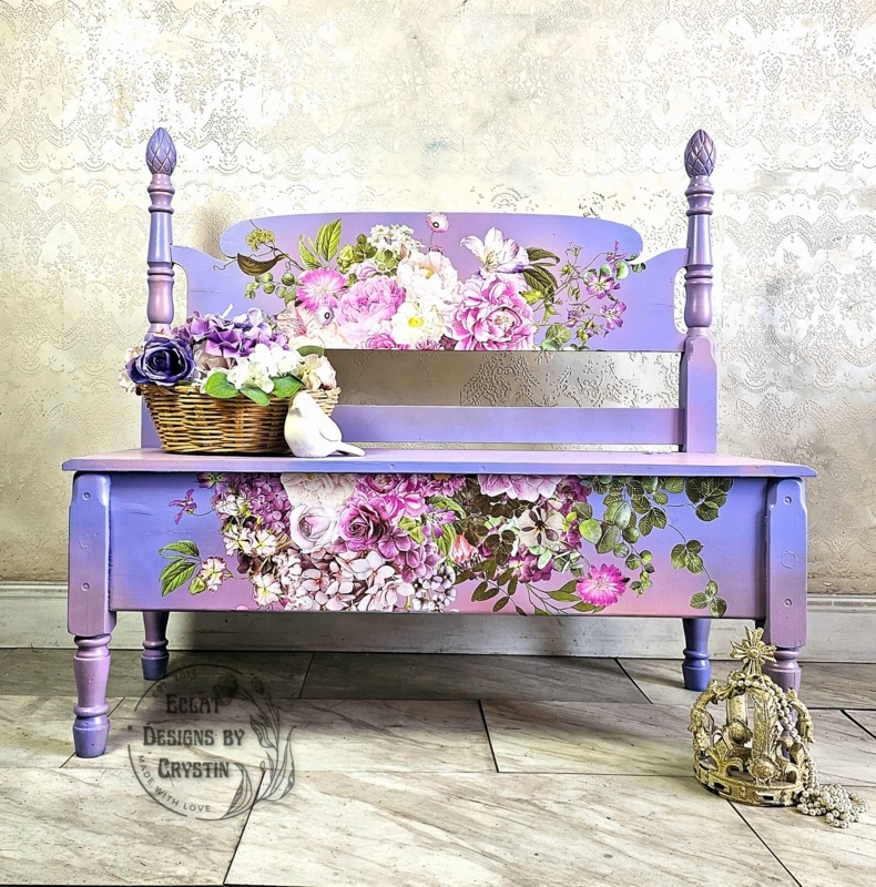 Storage Bench with Floral Upholstery and Espresso Wood Frame for Mudroom