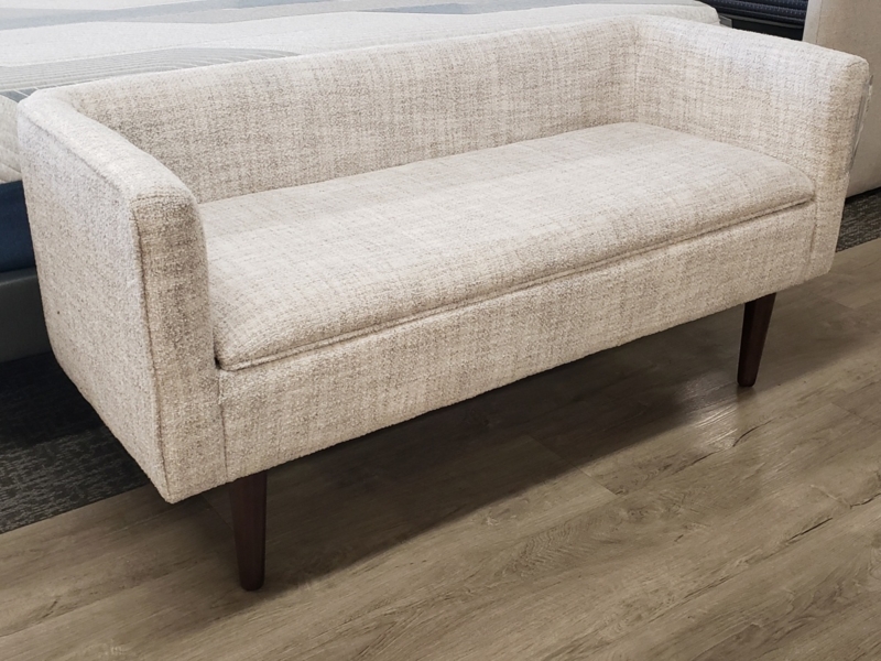 Storage Bench, Wrap Around Arms, Textured Upholstery, Cream