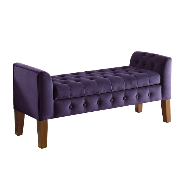 Storage Settee Bench with Button Tufted Backrest for Glam Entryway