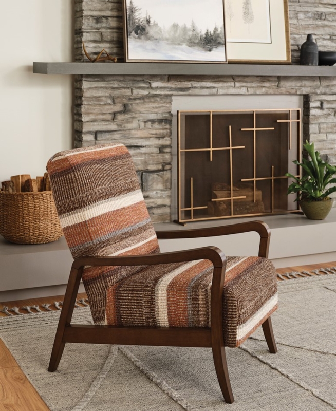 Sunset Orange Accent Chair Seating Chunky Woven Fabric Armless