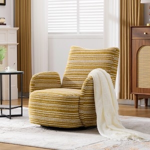 Swivel Accent Chair in Vibrant Yellow Upholstery with Circular Base