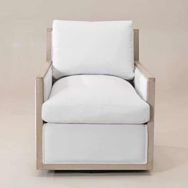 Swivel Armchair Contemporary Ivory Loose Back Pillow, Cozy Reading Nook Seating.