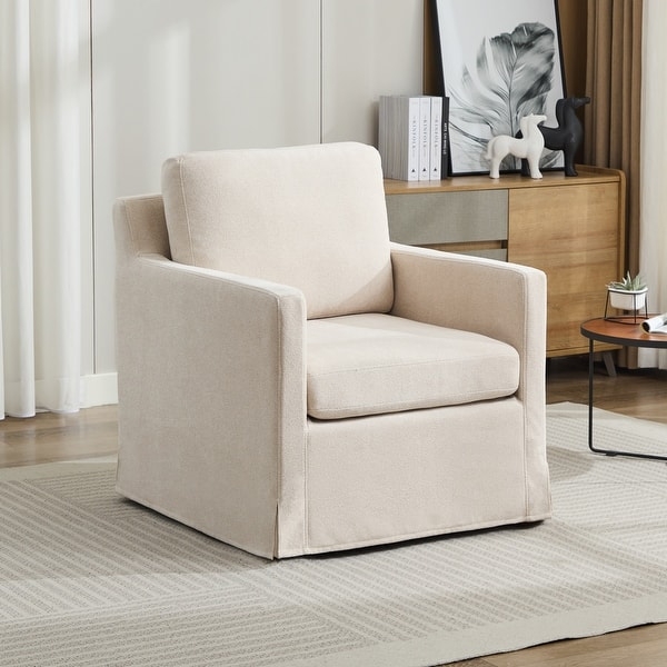 Swivel Armchair with Track Arms and Loose Back Pillow
