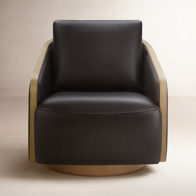 Swivel Barrel Chair Cream Woven Texture Curved Back Modern Seating