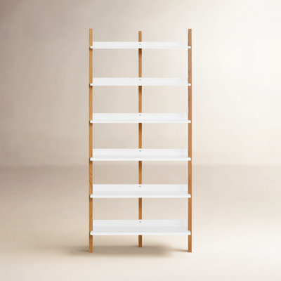 Tall Black Bookcase Narrow Profile Six Tier Matte Finish
