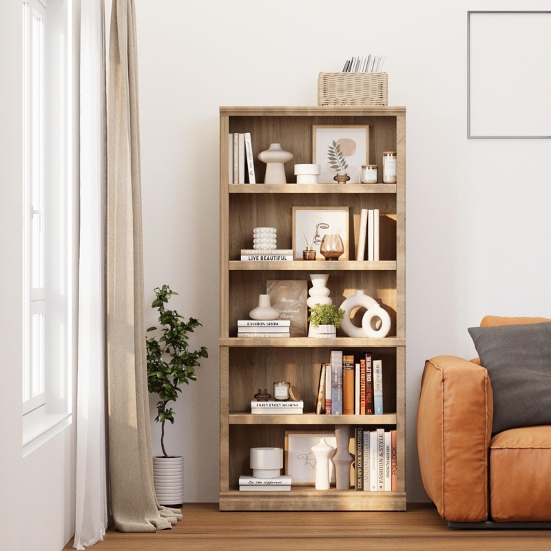 Tall Open Back Bookcase with Metal X-Brace Support Detail