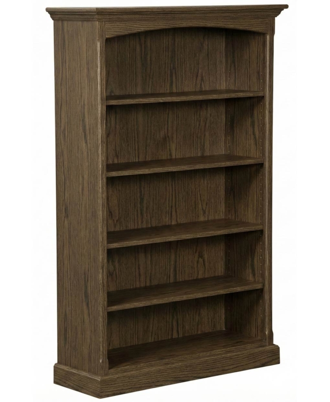 Tall Open Bookcase Vertical Routing Crown Molding Adjustable Wood Display