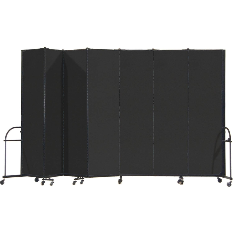 Tall Portable Room Divider with Matte Black Accordion Panels