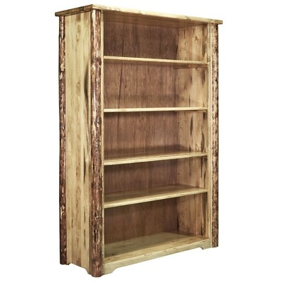 Tall Rustic Lodge Style Log Bookcase, Five-Tier