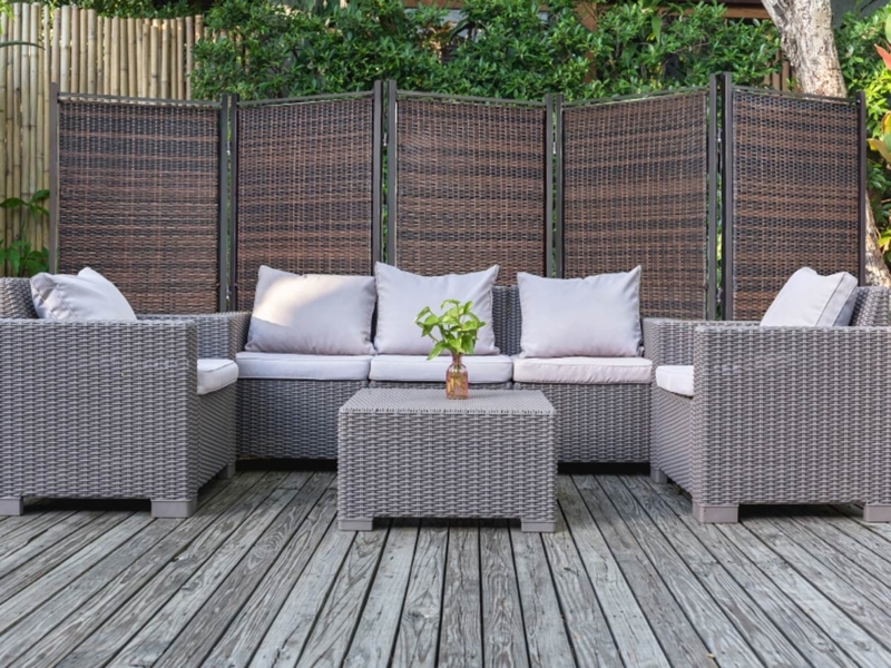 Tall Woven Wicker Privacy Screen Set in Mixed Earth Tones