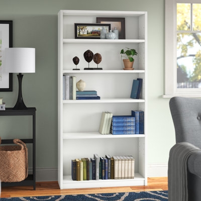 Tall X-Back Wooden Bookcase Five Tier Farmhouse Storage