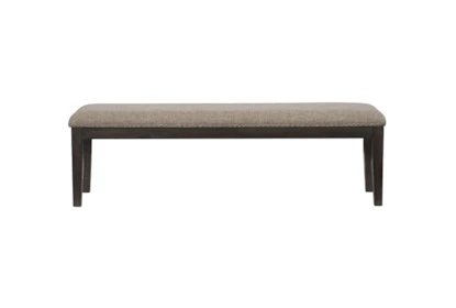 Tan Upholstered Dining Bench with Tapered Legs