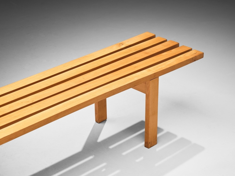 Tapered Leg Wood Furniture Slatted Seat Bench