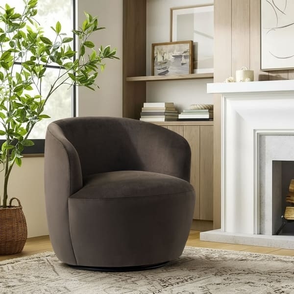 Teal Velvet Accent Chair with Swivel Base and Channel Tufting