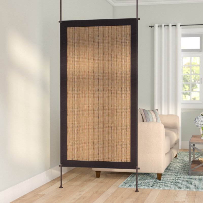 Tension Mount Room Divider Woven Natural Fiber Floor to Ceiling Screen