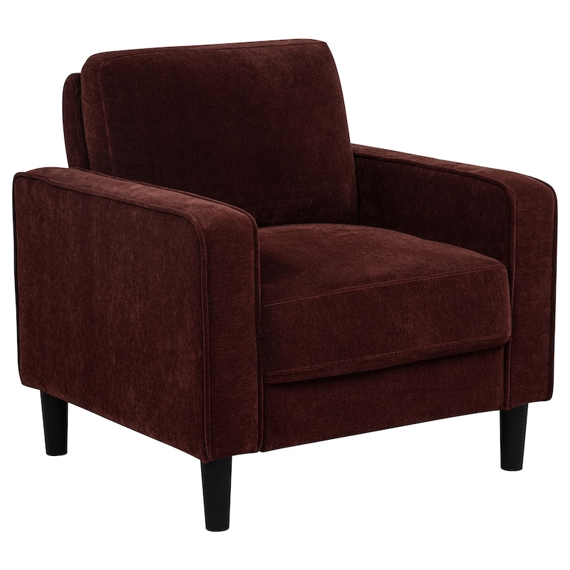 Terracotta Upholstered Armchair with Tapered Wood Legs
