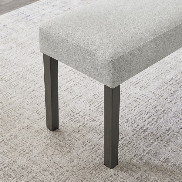 Textured Fabric Bench for Entryway with Nubby Weave and Boxed Corners