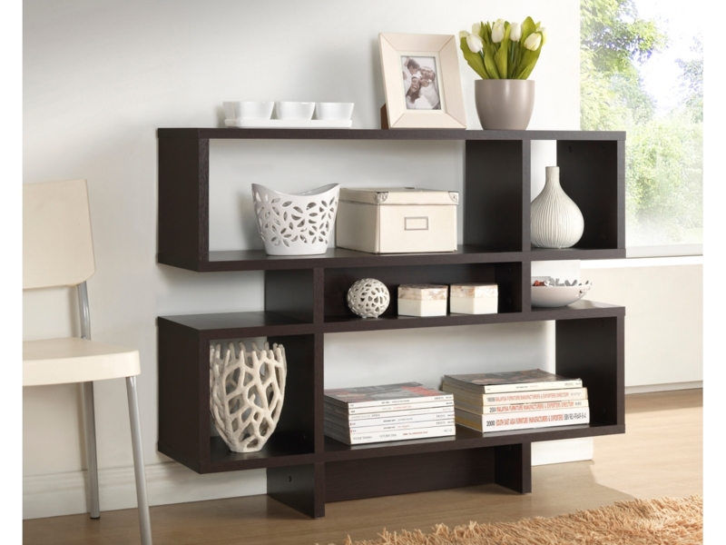 Thick Panel Construction Bookshelf Dark Brown Contemporary Design