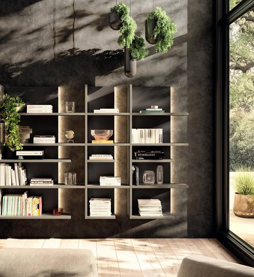 Thin Profile Wall Mounted Bookcase White Modular Minimalist Shelving