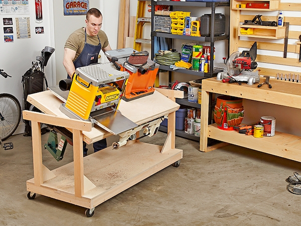 Tool Bench Light Wood Heavy Duty Mobile Base with Rotating Platform