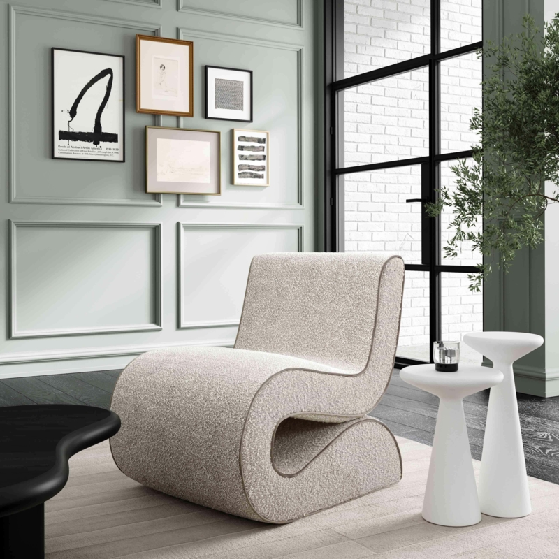 TOV Furniture Senna Speckled Boucle Accent Chair - Grey