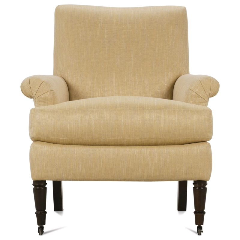 Traditional Accent Chair, Blue Ornate Floral Pattern with Rolled Arms