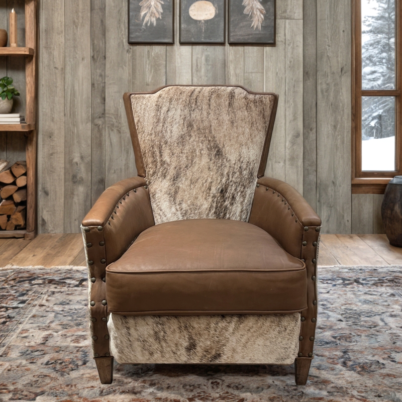 Traditional Accent Chair Dark Brown Leather Like Bun Feet Library