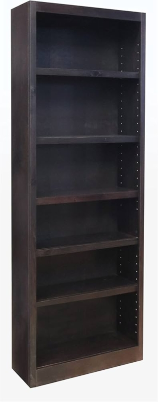 Traditional Bookcase, Espresso Finish with Arched Top Molding.