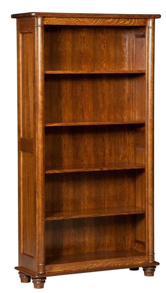 Traditional Bookcase Fluted Sides Six Tier Open Shelf Library