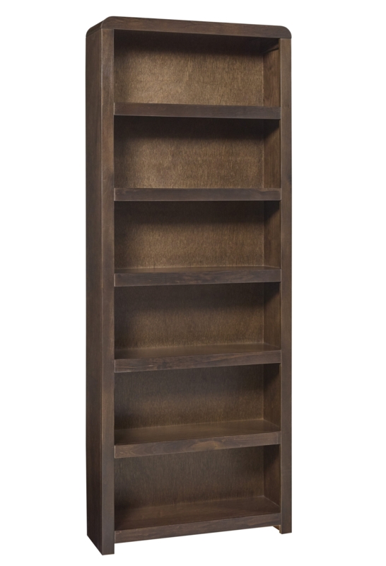 Traditional Bookcase Solid Back Espresso Tall Six Tier Library Storage