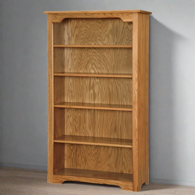 Traditional Bookcase Visible Wood Grain Solid Wood Five-Tier Shelf