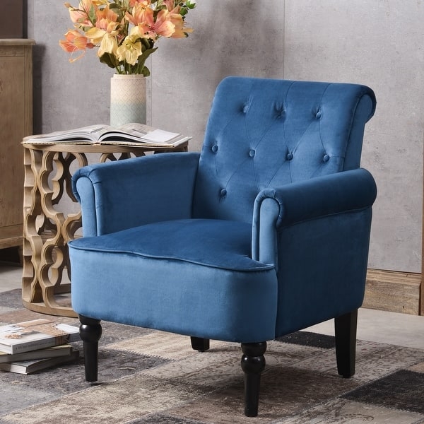 Traditional Club Chair with Camel Upholstery and Nailheads
