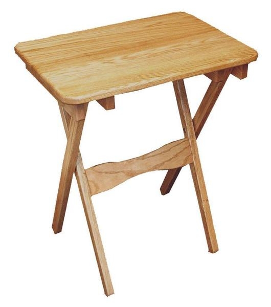 Traditional Folding Tray Table Medium Brown Wood X-Frame Legs
