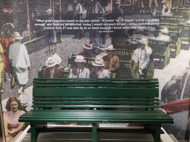 Traditional Garden Bench Forest Green Slatted Historical Museum Exhibit