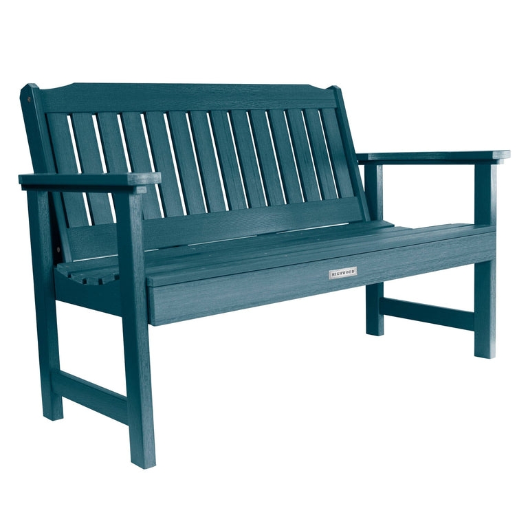 Traditional Outdoor Bench with Wood Grain Embossing and Vertical Slats