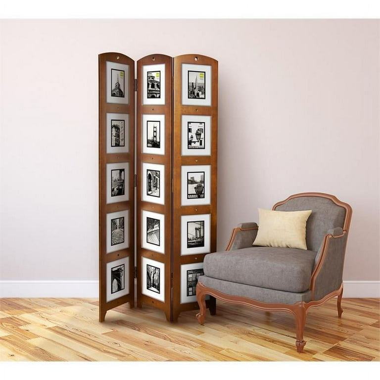 Traditional Room Divider with 15 Photo Slots and Arched Top Panels
