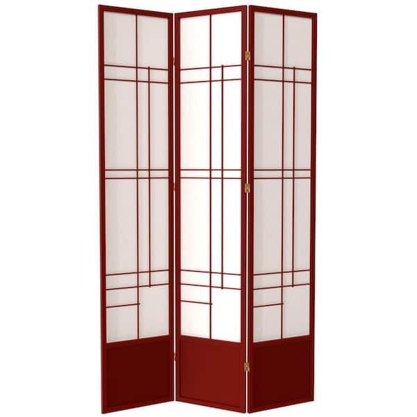 Traditional Shoji Room Divider, Rosewood Frame & Translucent Panels