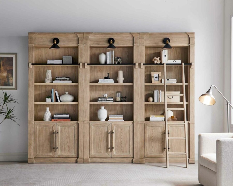 Traditional Tall Bookcase with Classic Crown Molding